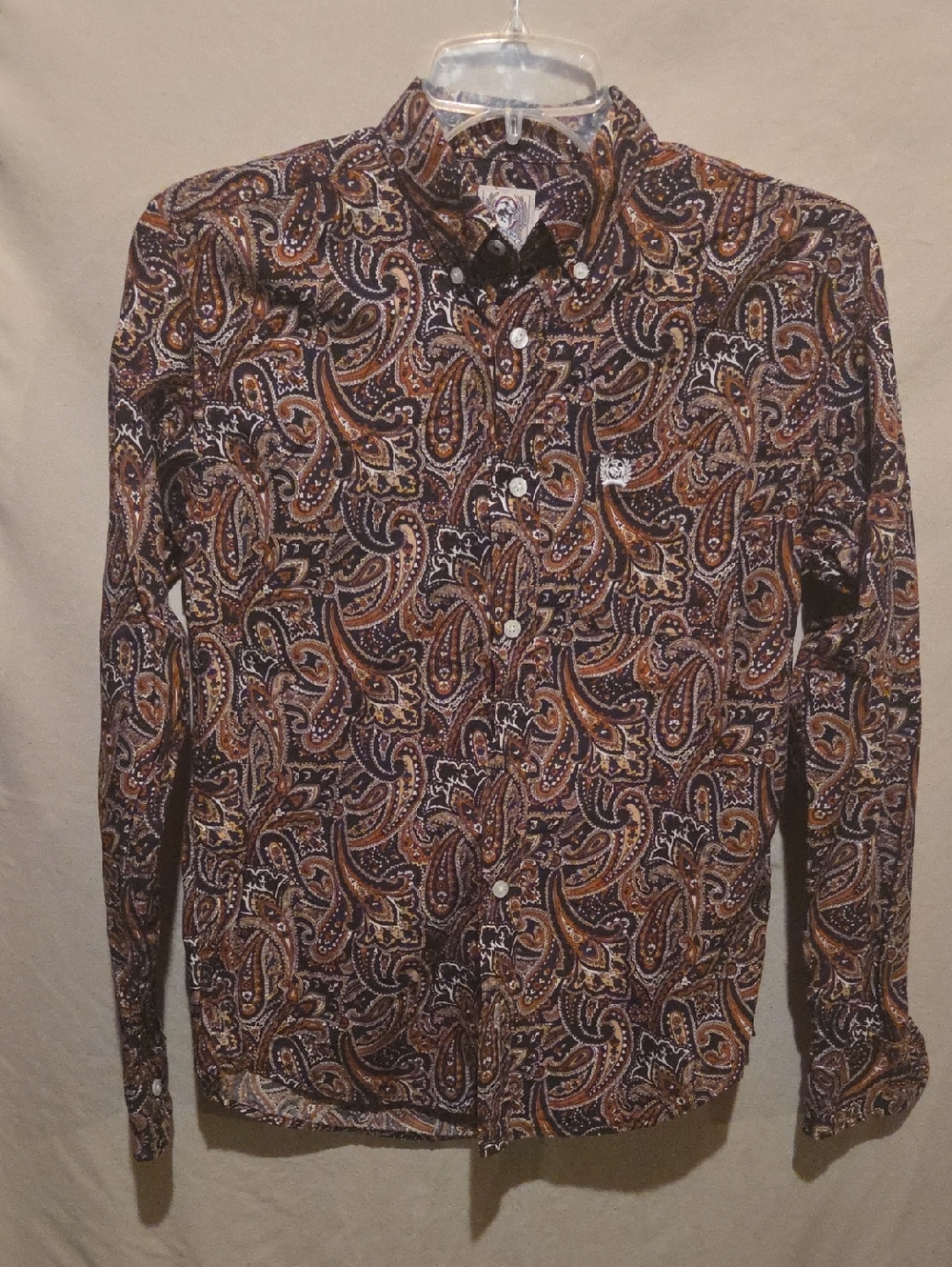 Cinch Paisley Button-Down Shirt in Brown and Black